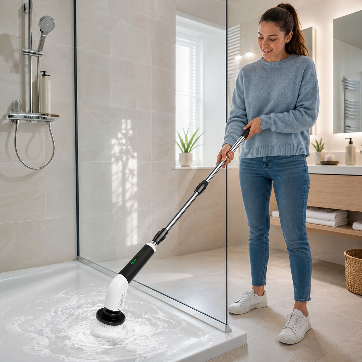 Brosse Rotative Électrique 8-en-1 — Manche Extensible