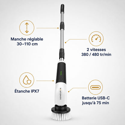 Brosse Rotative Électrique 8-en-1 — Manche Extensible