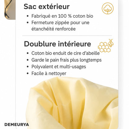 Sac à Pain en Cire d'Abeille – 100% Coton Bio