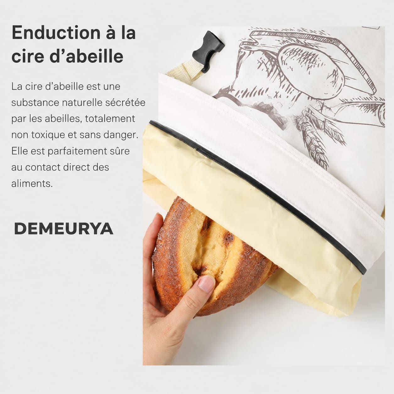 Sac à Pain en Cire d'Abeille – 100% Coton Bio
