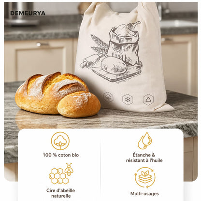 Sac à Pain en Cire d'Abeille – 100% Coton Bio