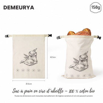 Sac à Pain en Cire d'Abeille – 100% Coton Bio