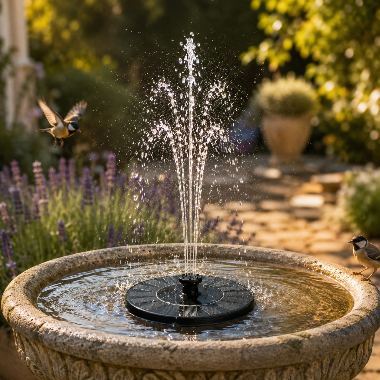 Fontaine Solaire Flottante 6 Effets