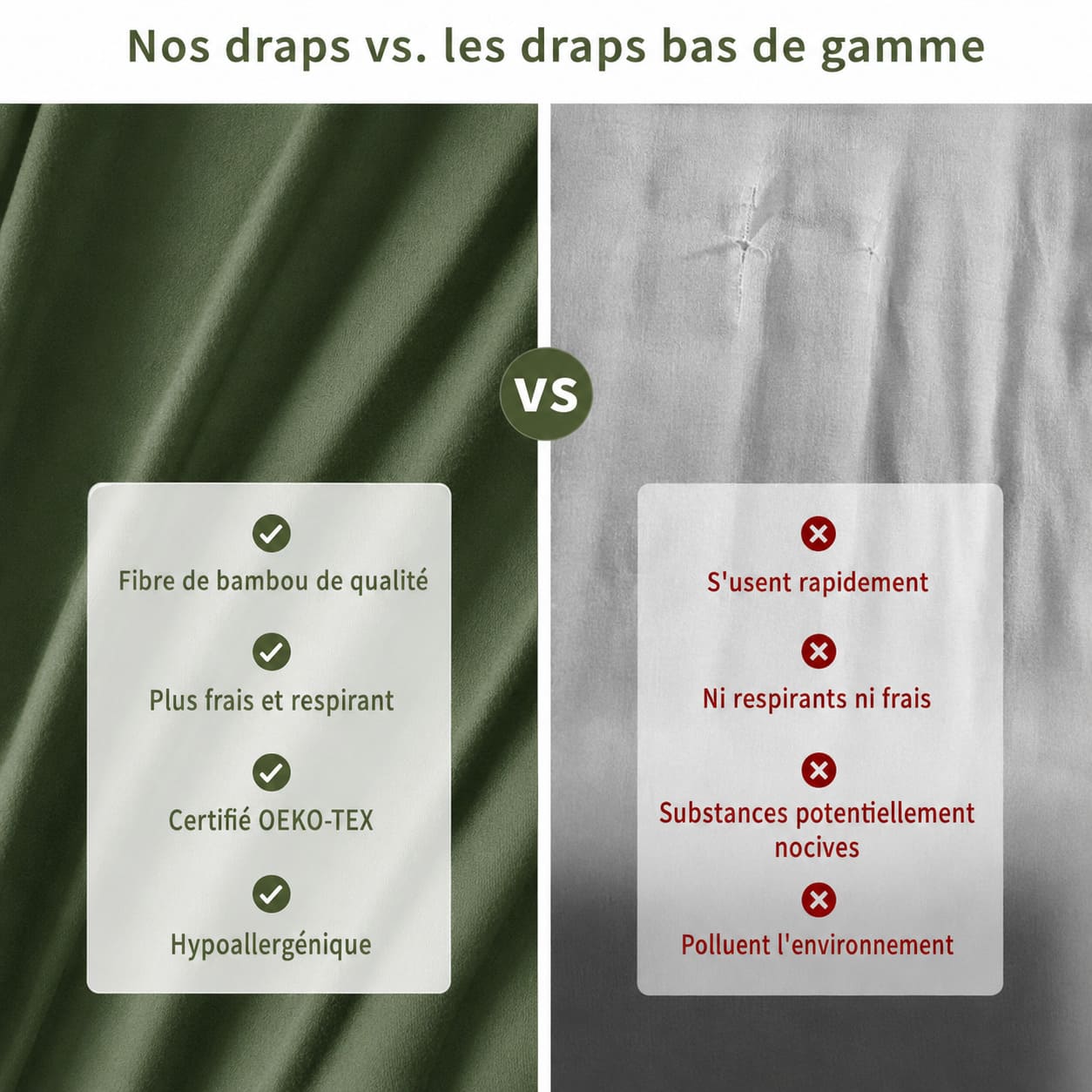 Draps en Bambou Rafraîchissants