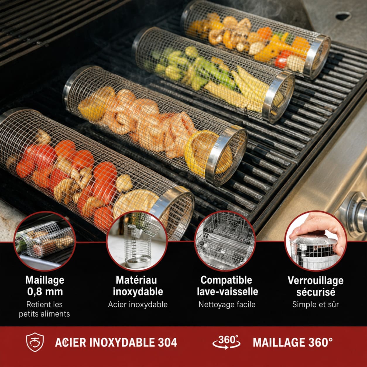 Bryn — Panier Grill Rotatif pour Barbecue