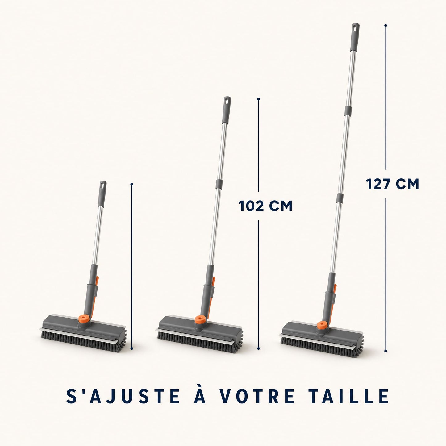 Brosse de Ménage 3-en-1 Manche Long Pivotant 360°