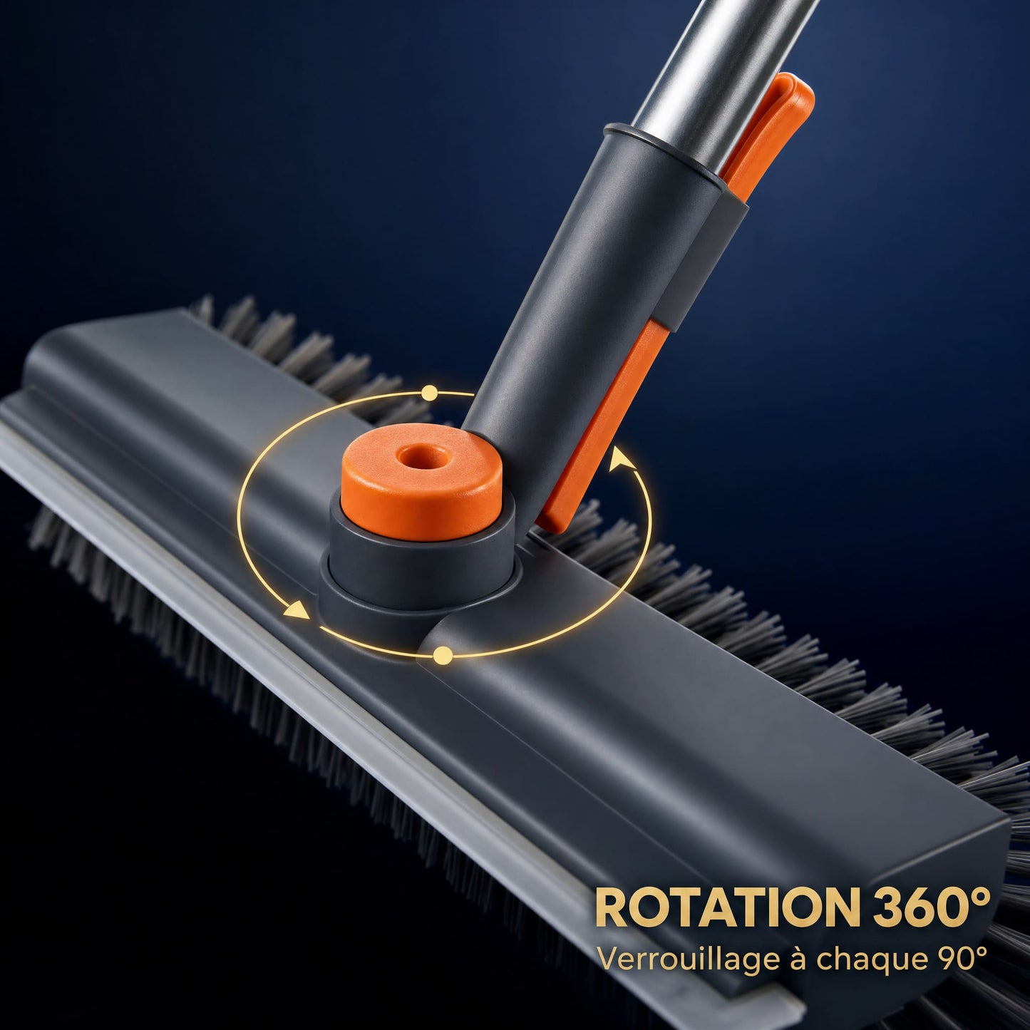 Brosse de Ménage 3-en-1 Manche Long Pivotant 360°