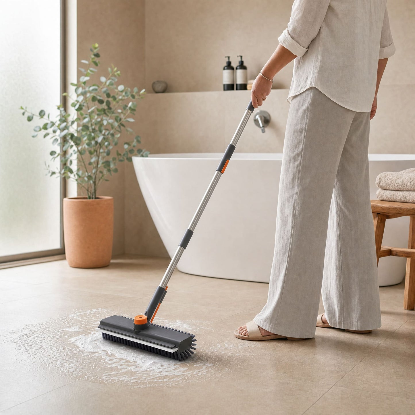Brosse de Ménage 3-en-1 Manche Long Pivotant 360°