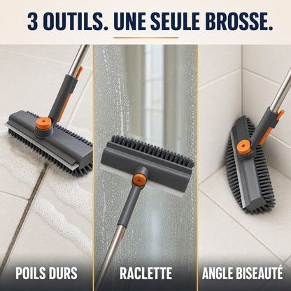 Brosse de Ménage 3-en-1 Manche Long Pivotant 360°